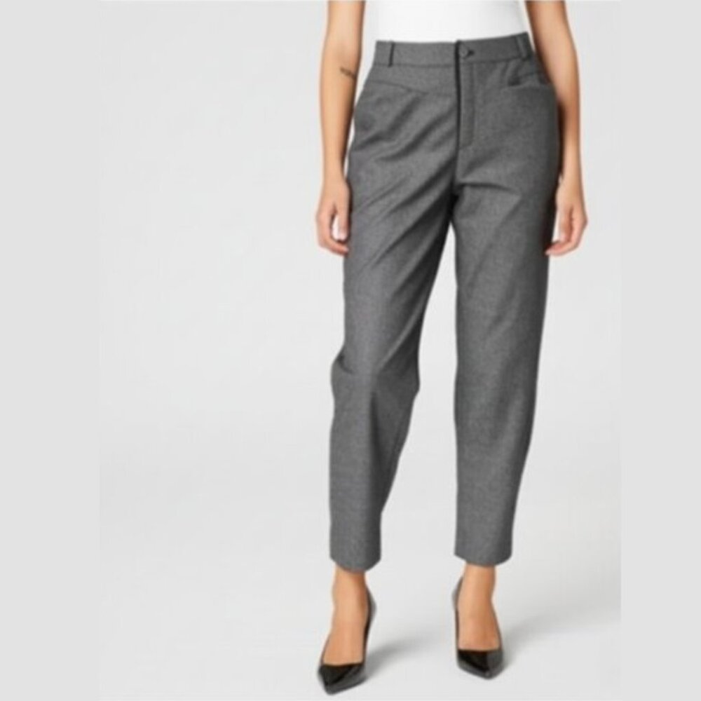 Zara Trafaluc High-Waist Tapered Leg Pants Front Pockets Charcoal Size Medium